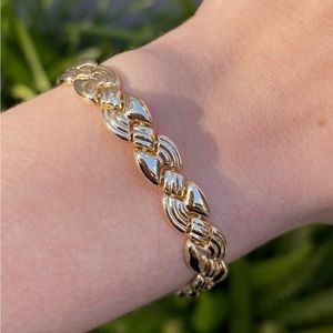 Vintage Solid 14k Yellow Gold Bracelet - 9mm - 7 inches
